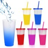 Pack of 5 Colour-Changing Cups with Straw and Lid, 720