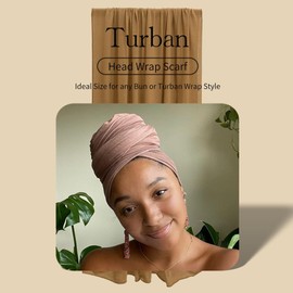 Ftoronaly Turban Head Wraps for Black Women Hair Wraps Stretch Soft Jersey Hijab Scarf Headwraps Headband Camel