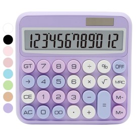 Purple Calculator, Standard Calculator 12 Digit with Large LCD Display and Big Buttons,Purple Office Accessories for Women Desk,Cute Calculator for Office,School, Home,Business