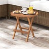 Tangkula Patio Folding Side Table, Teak Wood Round End Table