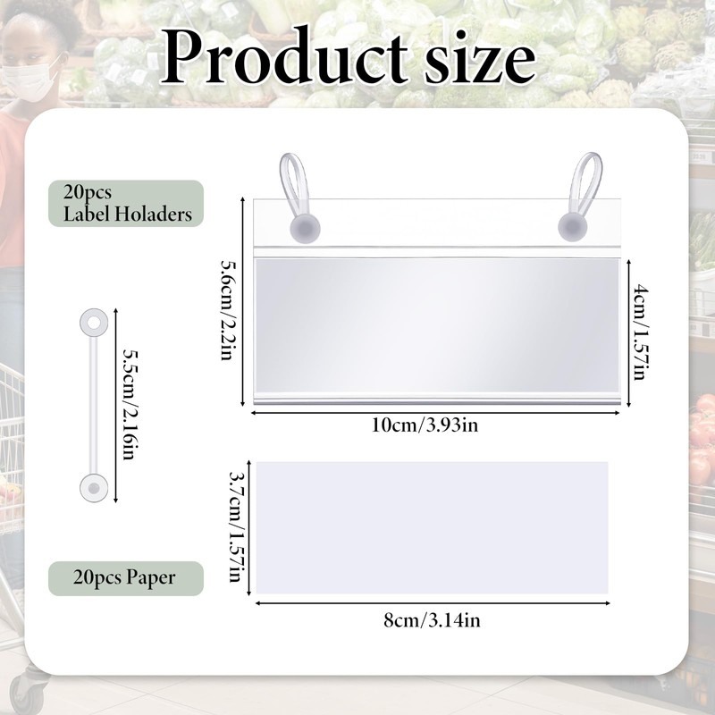 20Pcs Plastic Wire Shelf Label Holder Clip On Wire Basket