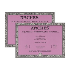 Arches Watercolor Paper Block, Hot Press, 7" x 10", 140 Pound - 2 Pack