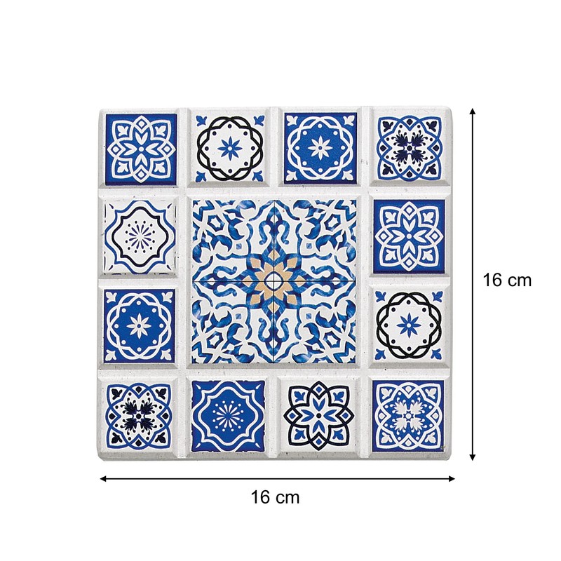 Zassenhaus 057669 Oriental Design Cross Ceramic Coaster with Non-Slip Cork