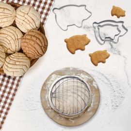 Concha Cutter Mexican Bread Mold With 5 Sizes Piggy Cookie Cutter Stainless Steel Concha Stamp Two Sided Mold For Cortador De Conchas De Pan Mexicano