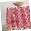 GRIRIW Decorative Checkered Round Tablecloth with Tassel Blend for Dining