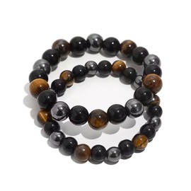 Men's Tiger's Eye Bracelet, Obsidian Bracelet, Men's Beads, Pearl Bracelet, Men's Bracelet, Protective Stone, Tiger's Eye Chain, Chakra Lava Stone Bracelet, Men, Obsidian, 1