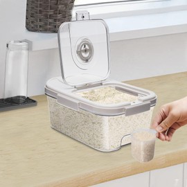 CNCEST Cat/Dog Food Storage Container, Food Storage Bins with Lid and Timer, Large Cereal Dispenser, Store About 11.02 Lbs Of Goods, Rice, Flour, Washing Powder, Sugar, Grains, Nuts (Small-White)