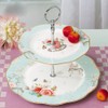 Linlins Elegant Bone China Rose Pattern 2-tier Cake Stand/ Cupcake