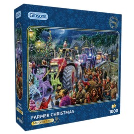 Gibsons 1000 Piece Jigsaw Puzzle for Adults Farmer Christmas Festive Countryside Scene – Eco-Friendly Sustainable B Corp Puzzle with Thick Pieces Made from 100% Recycled Board – Premium Gift