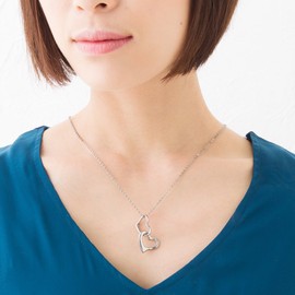 Leger T03A50 Double Heart Necklace, Titanium, 19.7 inches (50 cm), Made in Japan, Hypoallergenic, Titanium