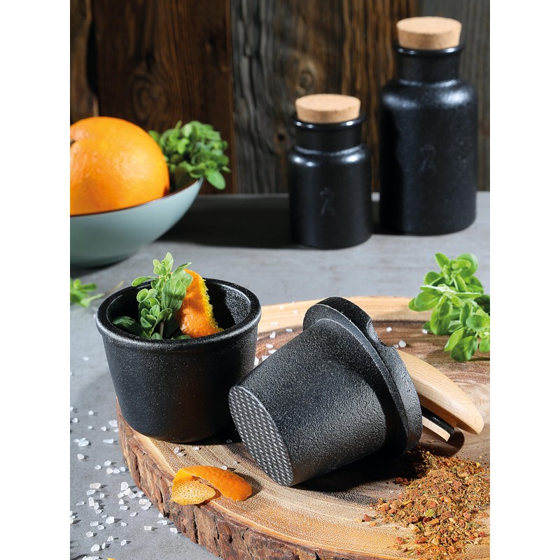 Zassenhaus Cast Iron Spice Grinder Set with Beech Wood Lid,