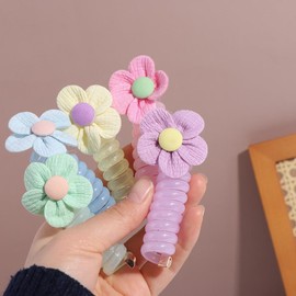 Telephone Line Hair Rope Plastic Sweet Crystal Flower Ponytail Holder Fashion Elastic Rhinestone Star Hair Bands Daily