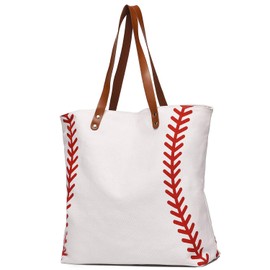 I IHAYNER Large Baseball Tote Bag Sports Printing Utility Top Handle Shoulder Bag Canvas Sport Travel Beach for Women Gifts