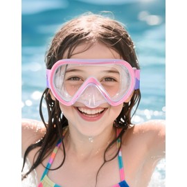 Supertrip Kids Swimming Goggles with Nose Cover for Ages 6-14, Tempered Glass Fabric Strap Swim Snorkel Mask for Pool Beach