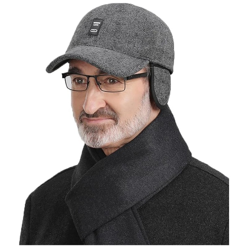 Clakllie Men's Winter Warm Woolen Peaked Baseball Cap Hat with