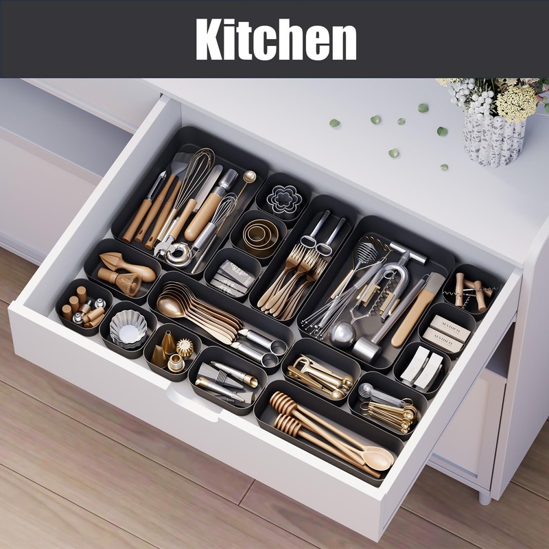 Homhut Drawer Organiser, 18 Pieces, 4 Sizes, Orgenizer Boxes, Dressing