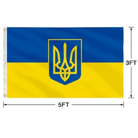 Ukrainian Flag 3x5 Feet（90cmx150cm）Durable And Colorfast With Brass Lock Ring, Suitable For Indoor And Outdoor Decoration. (Ukrainian -A)