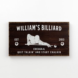 Man Cave Wall Art - Billiard Sign - Pool Room Accessories, Wall Decor for Men, Decoration for Men, Boys, for Bar, Ready to Hang (Billard Player - Dark Brown Background)