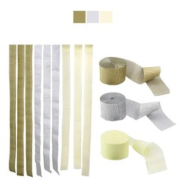 Bining Streamers Paper 216ft Long 1.77in Wide Champagne Kits Crepe Paper Streamers,3 Colors,Tassels Streamer Paper for Party Decorations Wedding,Festival,Baby Shower Decoration (Champagne-Mix)
