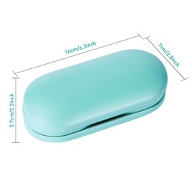 Muf 2 in 1 Double Sided Portable Contact Lens Case and Eyeglasses Case,Dual Use Design with Built-in Mirror,Tweezer and Contact Lens Solution Bottle Included for Travel Kit(Teal)