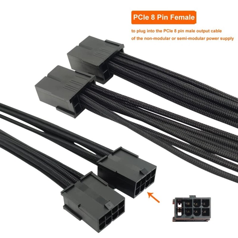 Yezriler 12 Pin GPU Cable Dual PCIe 8 Pin Female