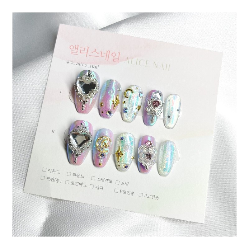 [Handmade Nail Tips] Magical Girl Nail Series 1: Moonlight Angel