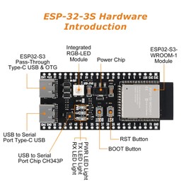 ESP32 S3 Development Boards Binghe Pack of 2 ESP32-S3-DevKitC-1 with WROOM-1-N16R8 Module with WiFi, Bluetooth 5.0 16M External Flash Extension 8M PSRAM Type-C Interface Compatible with Arduino