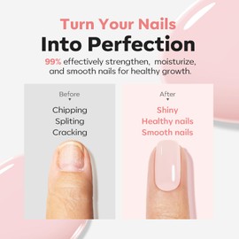 modelones Nail Strengthener Pale Pink White Nail Repair for Damaged Nails Strengthening Polish 15ml Nail Growth and Strengthener Natural Concealer Foundation Nail Care Gifts for Women