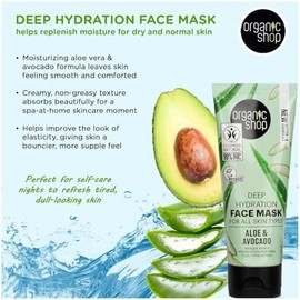 Mascarilla Facial Orgánica Hidratante de Aguacate y Aloe, 75 ml, Organic Shop