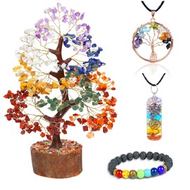 Seven Chakra Tree of Life - Crystal Tree for Positive Energy - Tree of Life Decor - Feng Shui Tree Decor - 7 Chakra Tree, Money Tree Bonsai - Stone Tree - Spiritual Gifts - Home Decor - Crystal Decor