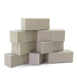 Evemodel C8720JJ 8pcs HO Scale 1:87 Shipping Container Blank Uncolored Cargo Box (20ft)