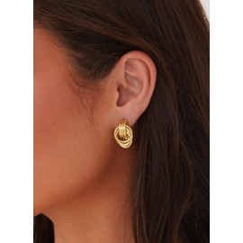 UANNEAU Trendy Gold Knot Earrings Geometric Statement Drop Dangle Earrings for Women Chunky Light Weight Hypoallergenic Fashion Jewelry Gifts