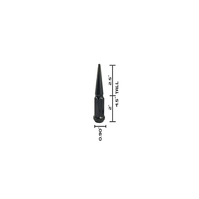 32 Pc Solid Spline Spike Lug Nuts Kit 14x2 Black