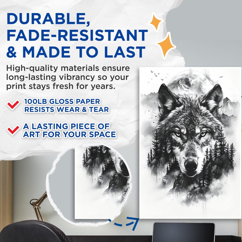 Bliss Monkey Co. Wolf Poster - Black and White Wolf