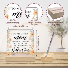 To My Other Mom Desk Decor Gift, Mom Decorative Acrylic Desk Plaque Sign with Wood Stand, Birthday Mother's Day Thanksgiving Appreciation Gift for Bonus Mom Stepmom Second Mother-A07