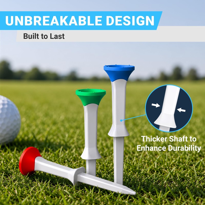 Full Choice 3-1/4" Stepped Golf Tees with Soft Rubber Heads,