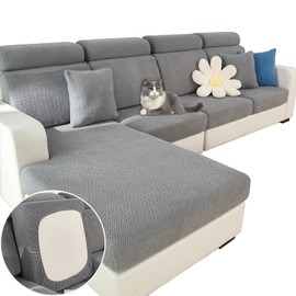 GRKZBKW Couch Cushion Covers, Sectional Couch Covers, Stretch Couch Covers for L Shaped & Modular Seats, Pet-Friendly Furniture Protector with Stripe Design (Gentleman Gray, Medium)