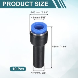 sourcing map 10Pcs 5/16" OD x 3/8" OD Push-to-Connect Fittings Plug, Cap Style Pneumatic Blanking Plugs, Leak-Proof Air Push Connectors for Compressed Air Systems
