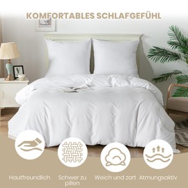 Good Nite Bed Linen 135 x 200 cm 2-Piece Microfibre Duvet Cover with Zip 1 Duvet Cover 135 x 200 cm + 1 Pillowcase 80 x 80 cm White