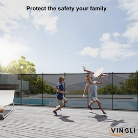 VINGLI 4Ft x 12Ft Black Pool Fence Swimming Pool Fence in Ground Pool Safety Fencing