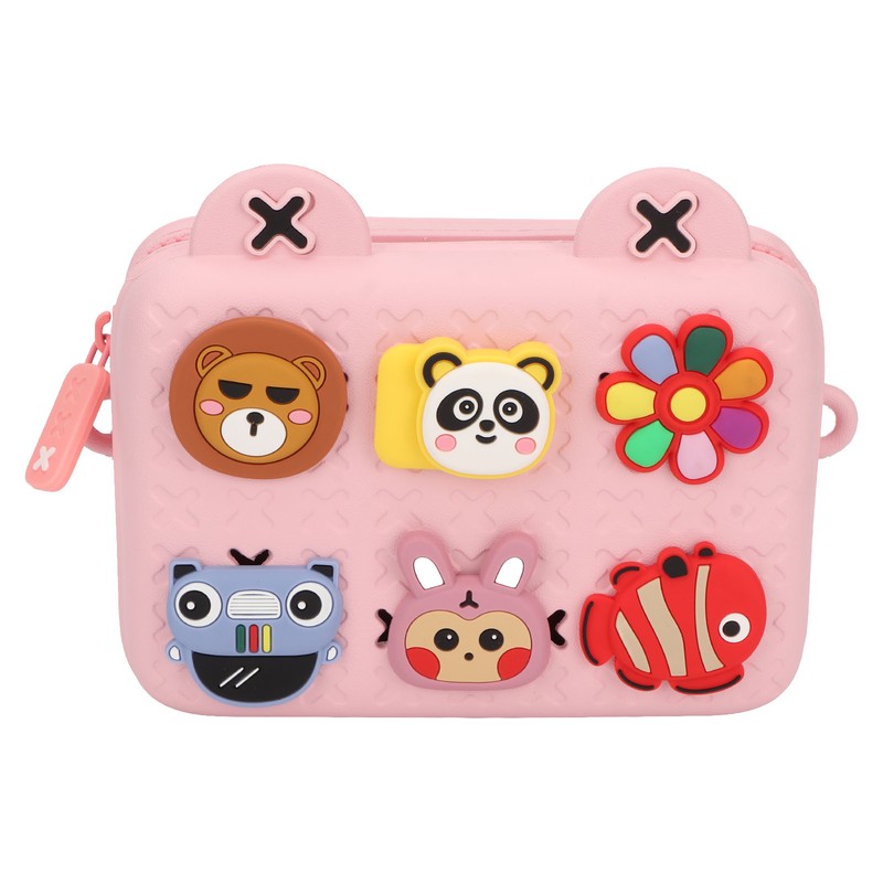 Kids Single Shoulder Camera Bag DIY Cartoon Decors Shock Absorbing