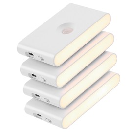 UNIDISCIPLE 4 Pack Rechargeable Night Lights with Motion Sensor and Dusk to Dawn Sensor, Warm White LED Light, Wireless Design, Wall Lamp for Bedroom Bathroom Kitchen Hallway Kid Room
