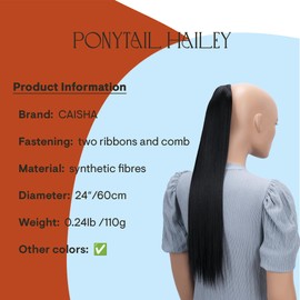PRETTYSHOP 60 cm Hairpiece HC13, Straight Ponytail Braid Hair Extension, Blackish Brown