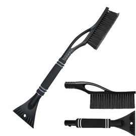 Aicerous® Car Ice Scraper with Broom, Car Ice Scraper (Removable) with Gentle Bristles, Durable Windscreen Scraper and Foam Handle Offer You the Best Experience, Suitable for SUV/Truck/Cars (Black)