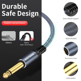 GOSYSONG 1/4 TS Male to Female Extension Cable 10ft, Guitar Extension Cable for Keyboard,Amplifier,Mixer,CD Player