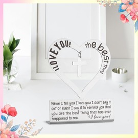 Heart Decoration Gift for Wife, Husband,Girlfriend, Boyfriend, Anniversary Wedding Gifts for Her, Him,Silver Stainless Steel Desk Plaque with Anniversary Quotes, 4.9 * 4inch, XXH8