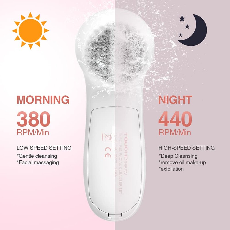 TOUCHBeauty TB-0525AP Facial Cleansing Brush, Face Brush with 3 Exfoliating