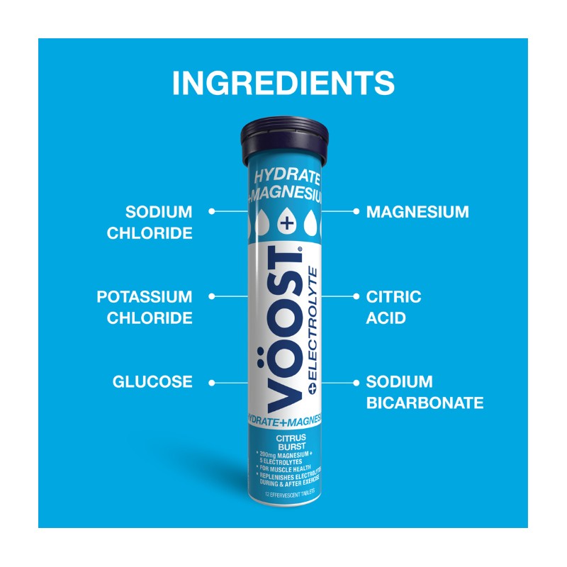 VÖOST Hydrate + Magnesium Citrus Burst Vitamins 12 Effervescent Tablets
