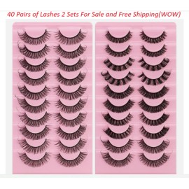 Huapan Beauty Company Natural D Curl Russian Strip Eyelash Faux Mink Lashes (40 Pairs) 20mm Mixed