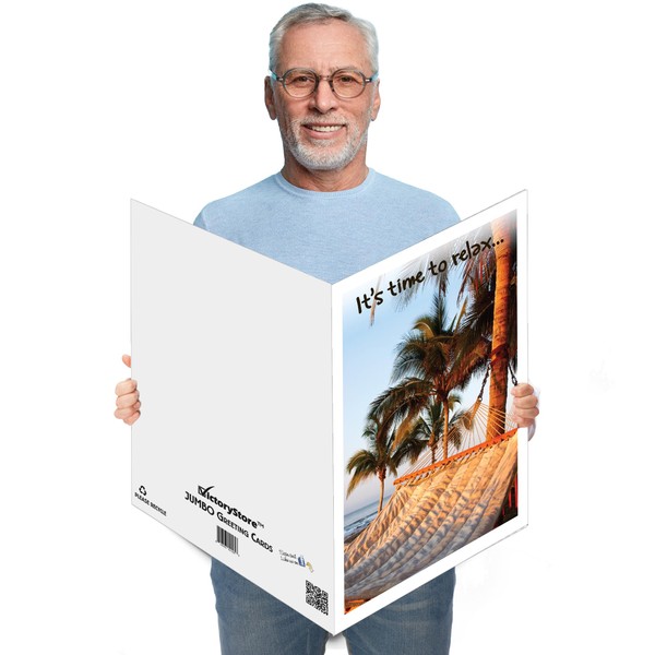 VictoryStore 3-Foot Jumbo Greeting Cards: Giant Retirement Card (Relax Hammock), 2 feet x 3 feet card with envelope